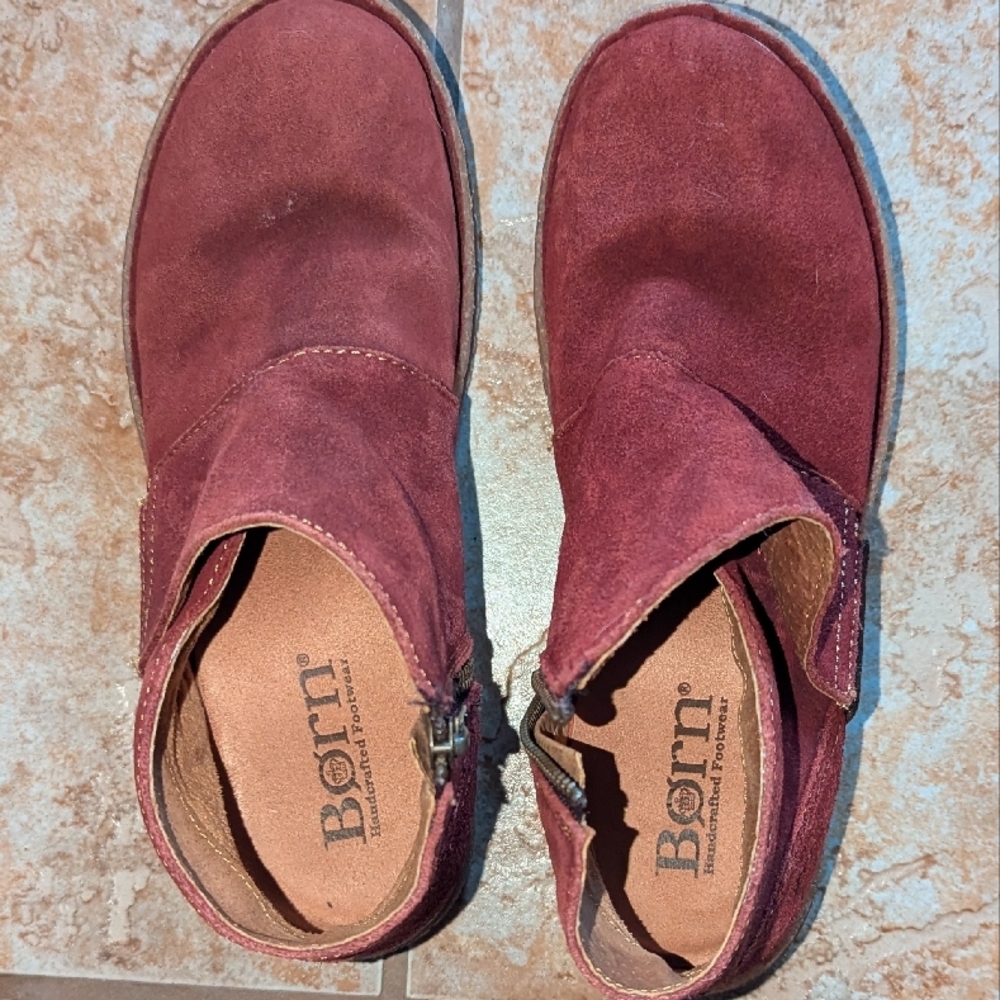 Born Burgundy Suede Ankle Boots